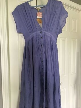 Kori Soft Lavender Button-Front V-Neck Dress